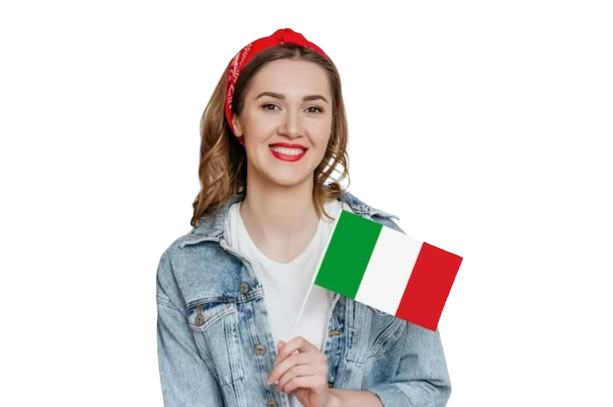 fille italienne Fille qui tient un drapeau italien